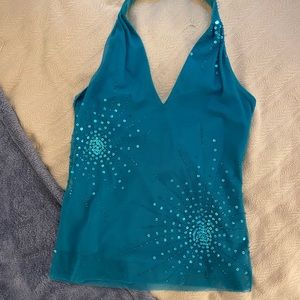Sequin Mesh Halter Top